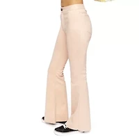 Forever 21 Faux Suede Printed Womens Flare Mid Rise Juniors Pull-On Pant