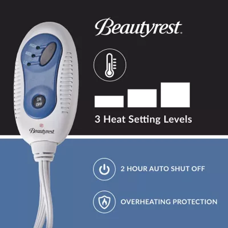 Beautyrest Marselle Heated Automatic Shut Off Washable Midweight Throw