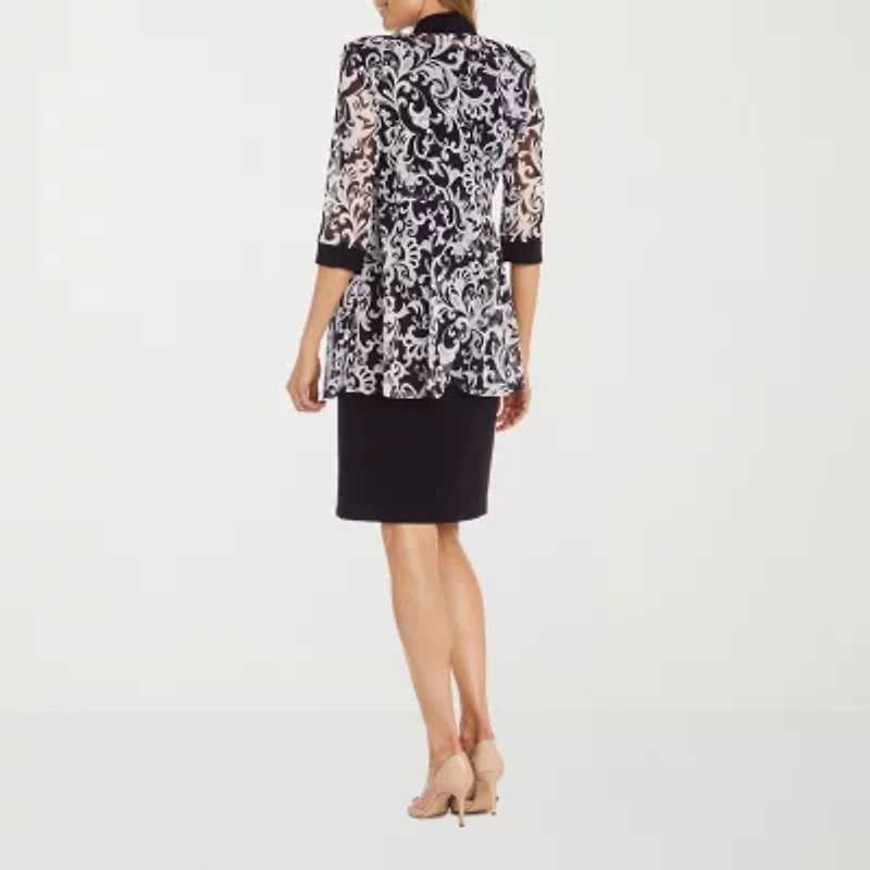 R & M Richards Womens Jacket Dress With Removable Necklace
