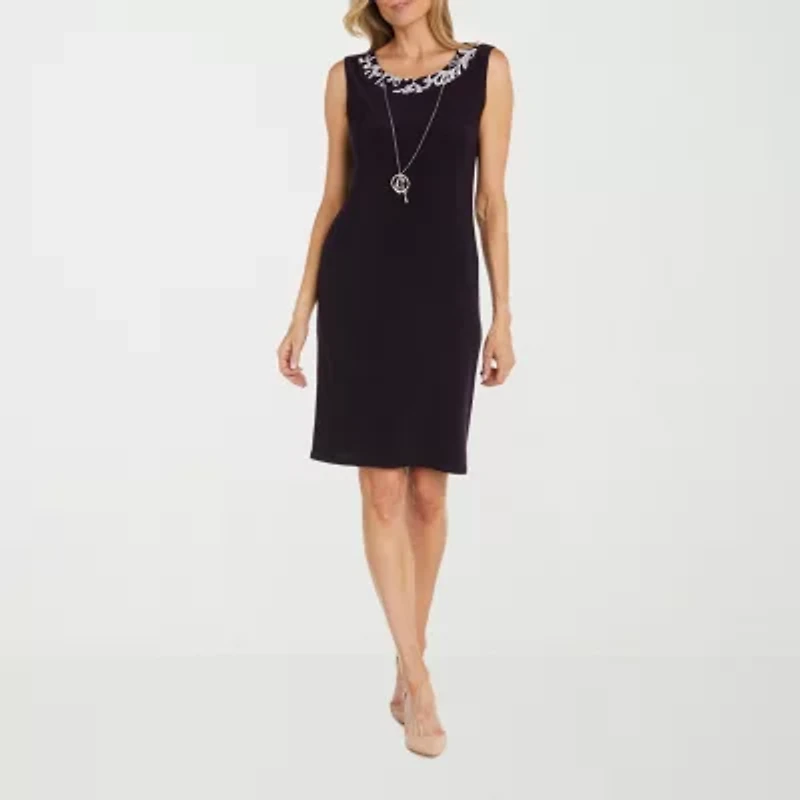 R & M Richards Womens Jacket Dress With Removable Necklace