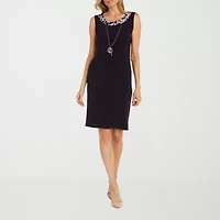 R & M Richards Womens Jacket Dress With Removable Necklace