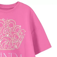 Glinda Big Kid Girls Crew Neck Short Sleeve Oversized Wicked Graphic T-Shirt