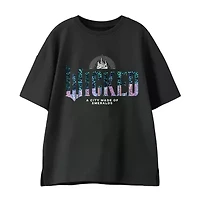 Big Kid Girls Crew Neck Short Sleeve Oversized Wicked Graphic T-Shirt