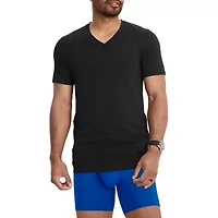 Jockey Cotton Stretch Mens 3 Pack Short Sleeve V Neck T-Shirt