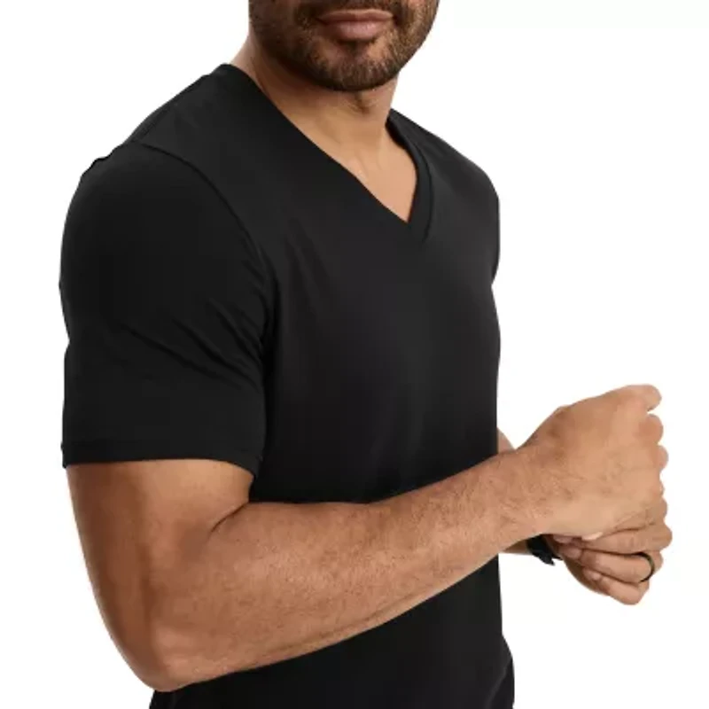 Jockey Cotton Stretch Mens 3 Pack Short Sleeve V Neck T-Shirt