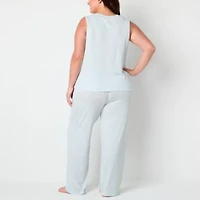 Jaclyn Womens Crew Neck Sleeveless 2-pc. Plus Pajama Sets