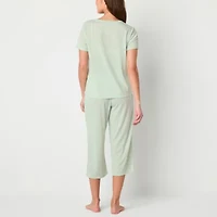 Jaclyn Womens Round Neck Short Sleeve 2-pc. Pajama Sets