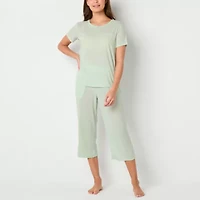 Jaclyn Womens Round Neck Short Sleeve 2-pc. Pajama Sets