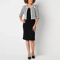 Maya Brooke Womens Plaid Jacket Dress