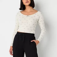 Arizona Womens U Neck Long Sleeve Juniors T-Shirt