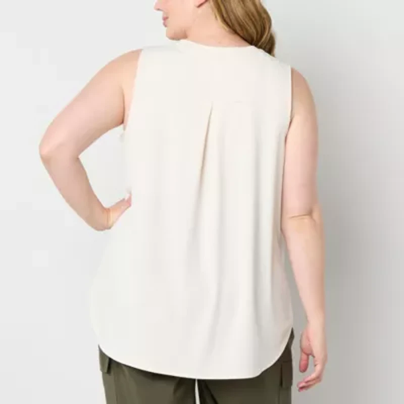 Stylus Womens Crew Neck Sleeveless Plus Tank Top