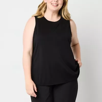 Stylus Womens Crew Neck Sleeveless Plus Tank Top