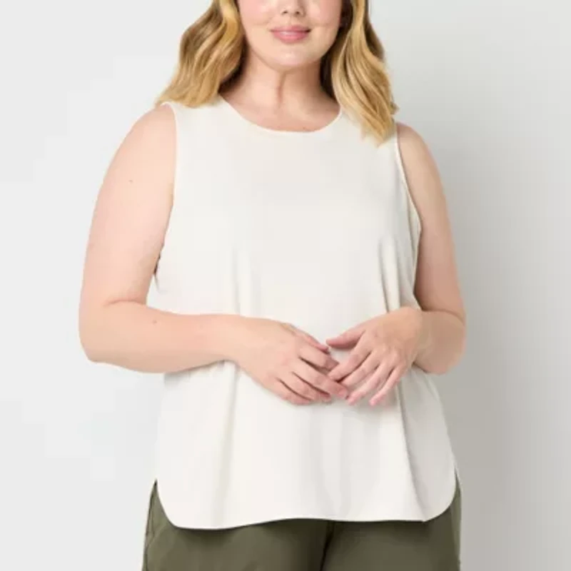 Stylus Womens Crew Neck Sleeveless Plus Tank Top