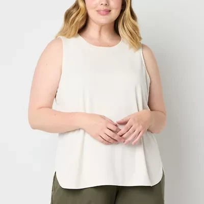 Stylus Womens Crew Neck Sleeveless Plus Tank Top