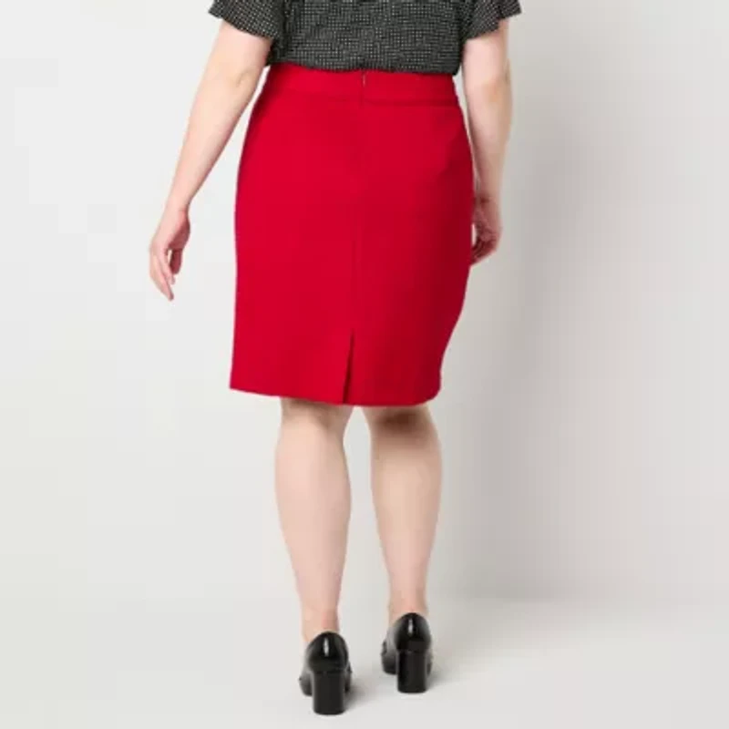 Liz Claiborne Womens Mid Rise Pencil Skirt Plus
