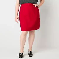 Liz Claiborne Womens Mid Rise Pencil Skirt Plus