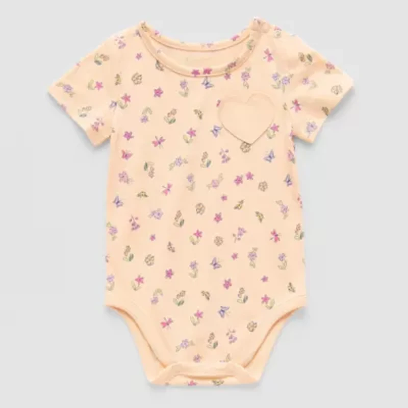 Okie Dokie Baby Girls Round Neck Short Sleeve Bodysuit