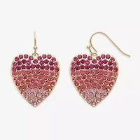 Bijoux Bar Gold Tone Womens Multi Color Glass Heart Drop Earrings