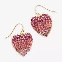 Bijoux Bar Gold Tone Womens Multi Color Glass Heart Drop Earrings