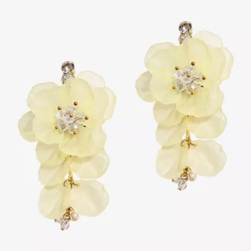 Bijoux Bar Gold Tone Womens Flower Drop Earrings