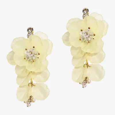 Bijoux Bar Gold Tone Womens Flower Drop Earrings