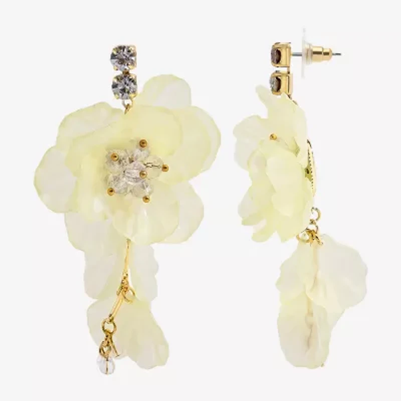 Bijoux Bar Gold Tone Womens Flower Drop Earrings