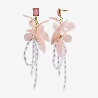 Bijoux Bar Gold Tone Womens White Simulated Pearl Flower Drop Earrings