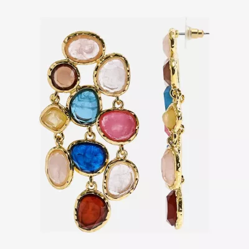 Bijoux Bar Gold Tone Womens Multi Color Drop Earrings