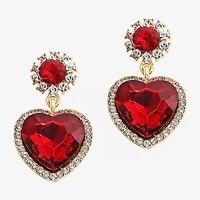 Bijoux Bar Gold Tone Womens Red Heart Drop Earrings