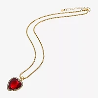 Bijoux Bar Gold Tone Womens Red Heart 18 Inch Pendant Necklace