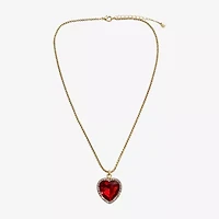 Bijoux Bar Gold Tone Womens Red Heart 18 Inch Pendant Necklace