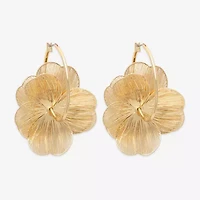 Bijoux Bar Gold Tone Womens 37.1mm Flower Hoop Earrings