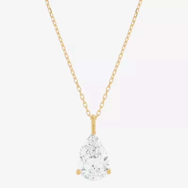 ( H-I/Si1-Si2 ) 2 CT. Lab-Grown Diamond 14K Gold Pear 18 Inch Pendant Necklace