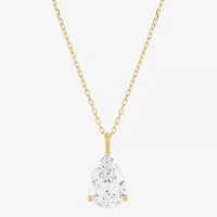 ( H-I/Si1-Si2 ) 2 CT.  Lab-Grown Diamond 14K Gold Pear 18 Inch Pendant Necklace