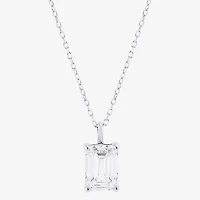 ( H-I/Si1-Si2 ) 2 CT. Lab-Grown Diamond 14K Gold Emerald 18 Inch Pendant Necklace