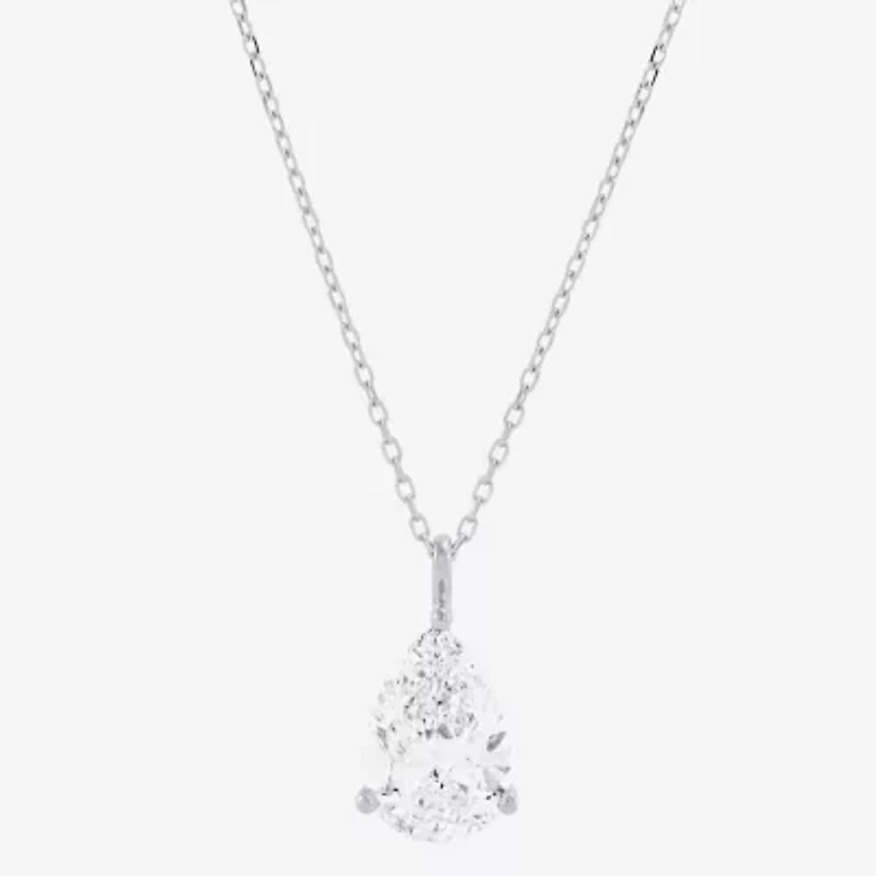 ( H-I/Si1-Si2 ) 2 CT. Lab-Grown Diamond 14K Gold Pear 18 Inch Pendant Necklace