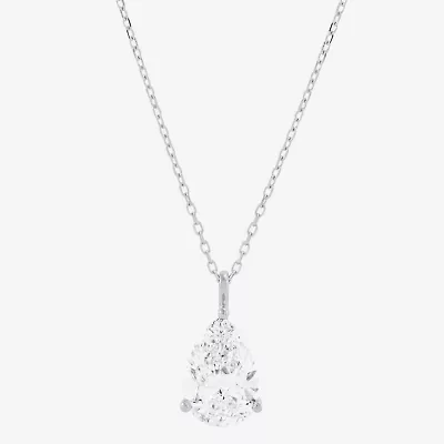 ( H-I/Si1-Si2 ) 2 CT.  Lab-Grown Diamond 14K Gold Pear 18 Inch Pendant Necklace