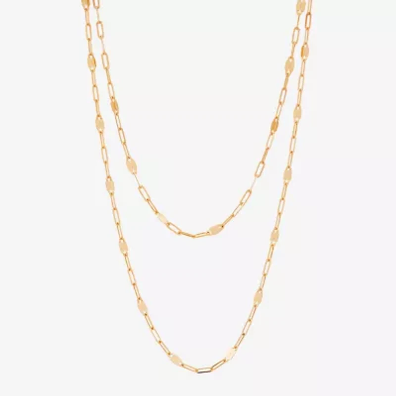 Womens 10K Gold Inch Link Chain Necklace