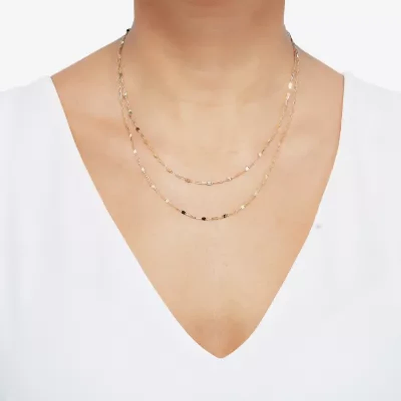 Womens 10K Gold Inch Link Chain Necklace