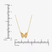 Womens 10K Gold Butterfly 18 Inch Pendant Necklace