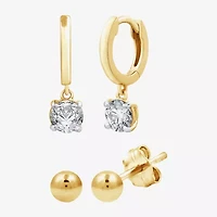 Yes, Please! Womens Lab Created White Sapphire Sterling Silver 2 Pair Jewelry Set