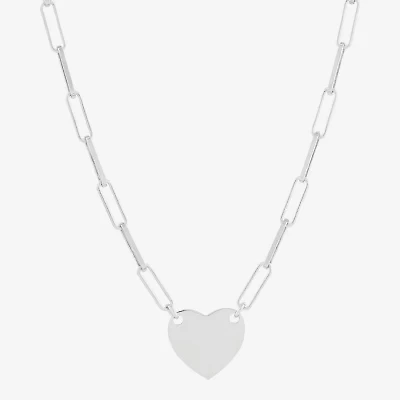 Made in Italy Womens Sterling Silver Heart 16 Inch Pendant Necklace