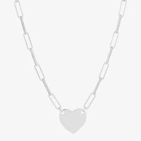 Made in Italy Womens Sterling Silver Heart 16 Inch Pendant Necklace