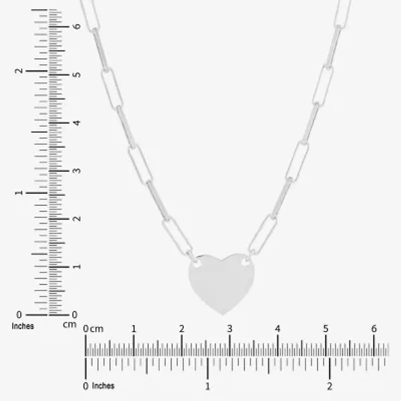 Made in Italy Womens Sterling Silver Heart 16 Inch Pendant Necklace