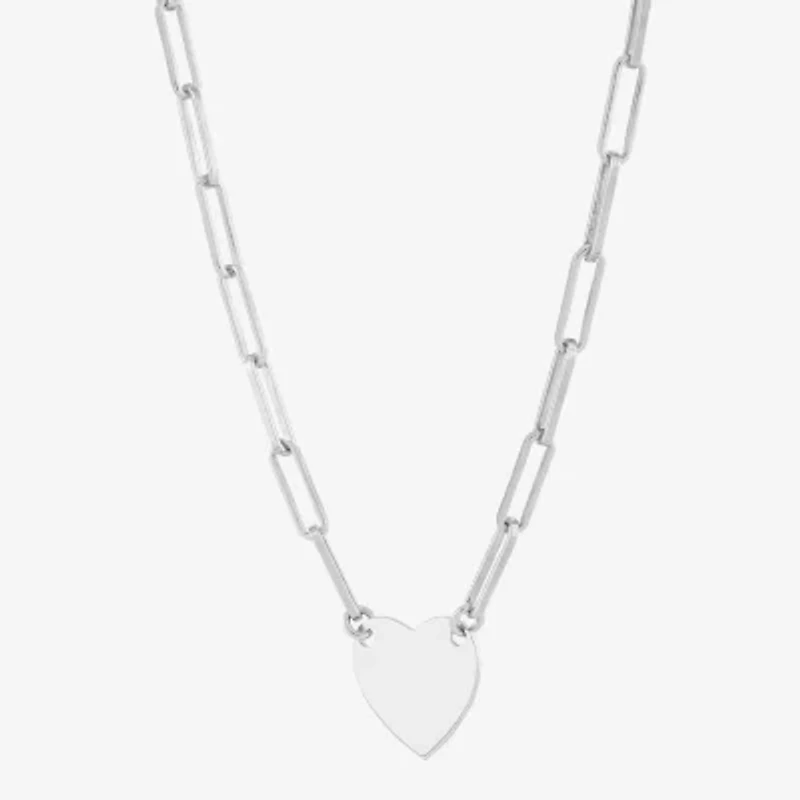 Made in Italy Womens Sterling Silver Heart 16 Inch Pendant Necklace