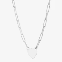 Made in Italy Womens Sterling Silver Heart 16 Inch Pendant Necklace