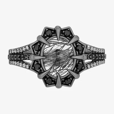 Enchanted Disney Fine Jewelry Maleficent(I, I2) Womens 1/10 CT. T.W. Genuine Black Quartz Sterling Silver Maleficent Cocktail Ring