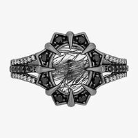 Enchanted Disney Fine Jewelry Maleficent(I, I2) Womens 1/10 CT. T.W. Genuine Black Quartz Sterling Silver Maleficent Cocktail Ring