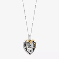 Enchanted Disney Fine Jewelry Belle (I, I2) Womens 1/10 CT. T.W. Genuine White Mother Of Pearl 14K Gold Over Silver Sterling Silver Heart 18 Inch Pendant Necklace