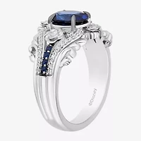 Enchanted Disney Fine Jewelry Cinderella(I, I2) Womens 1/8 CT. T.W. Lab Created Blue Sapphire Sterling Silver Cinderella Cocktail Ring